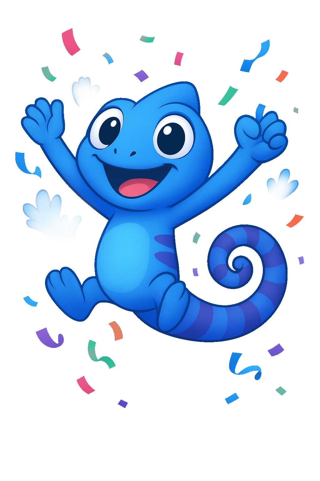 Micro mascot celebrating a completed learning milestone from mascot-celebrate.png